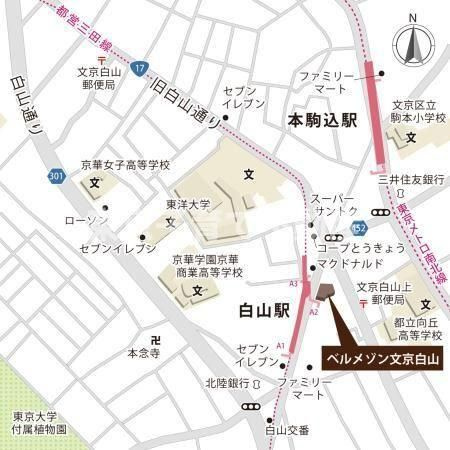 ベルメゾン文京白山の地図