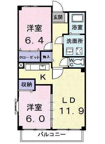 グレンツェントの間取り|2LDKです