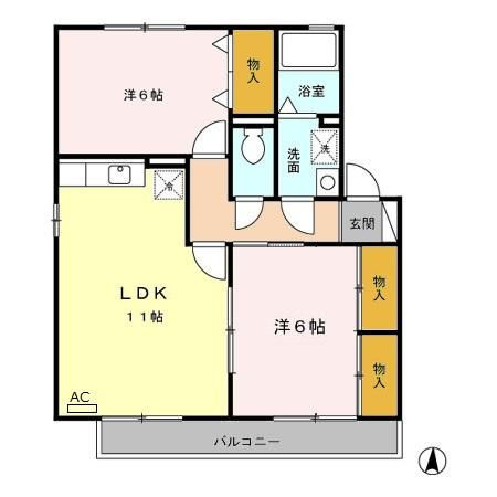 ロシェ・ポンテージ　A棟の間取り|使い勝手の良い間取りです♪