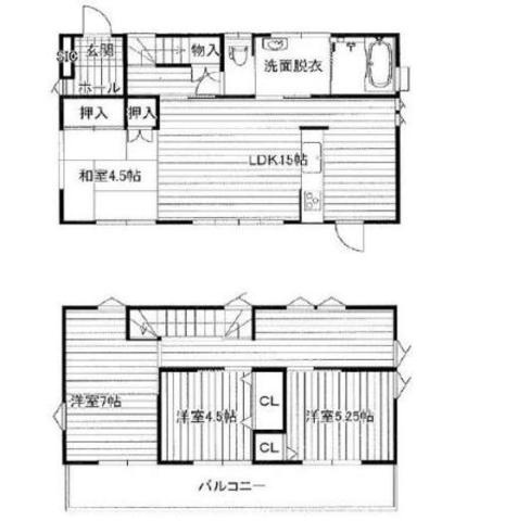 坂戸市北大塚　中古売戸建の間取り