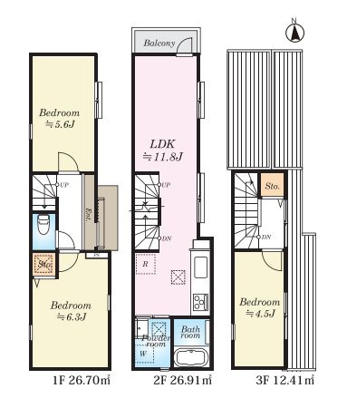 【参考プラン】 | 豊島区池袋３丁目　売地 | 3LDK・建物面積66.03ｍ2・建物価格1800万