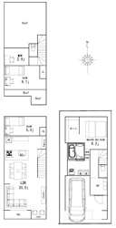 【土地図＋建物プラン例】 | LDK20帖+WIC+書斎+車庫付3LDKプラン(建物面積111.98平米、建物価格3980万円)