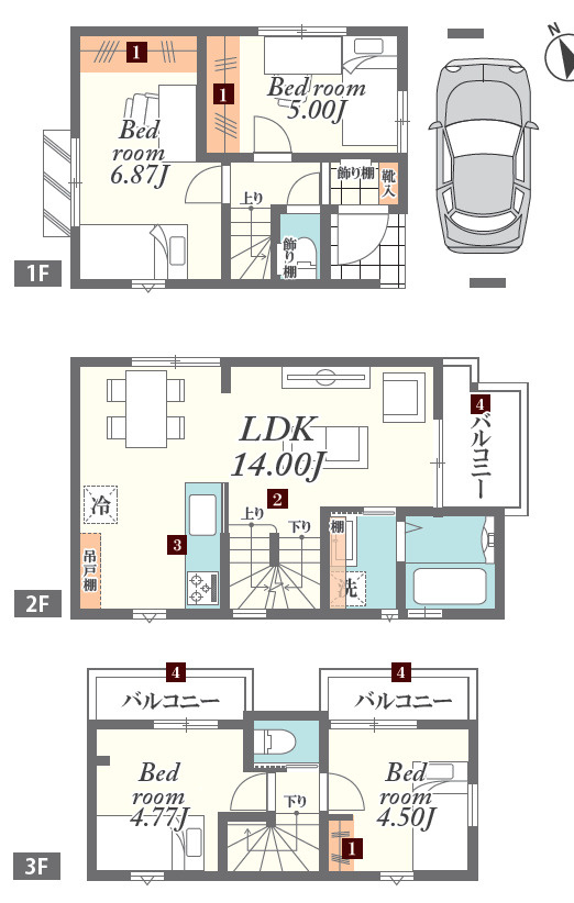 足立区江北4丁目新築戸建て～江北駅約3分の立地～の間取り
