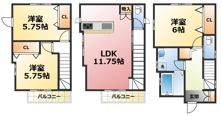 今津山中町戸建の間取り