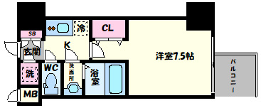 プレミアムコート谷町4丁目の間取り|プレミアムコート谷町４丁目　間取り