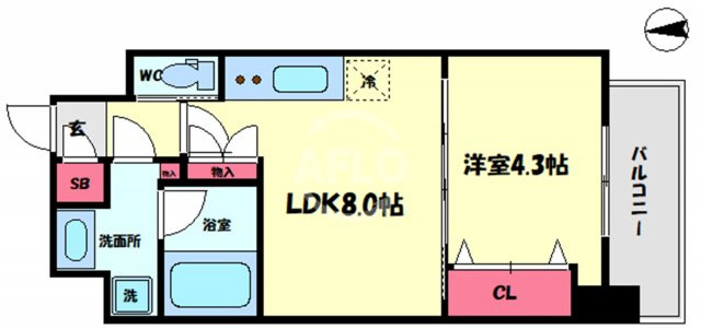 松ヶ枝町プライマリーワンの間取り|松ヶ枝町プライマリーワン　開放感ある間取り