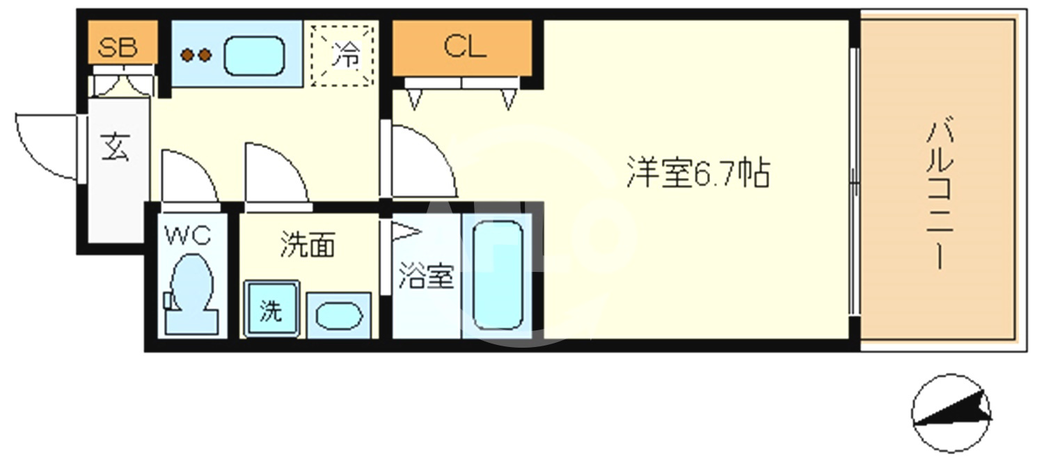 レジュールアッシュ九条の間取り|レジュールアッシュ九条　開放感のある間取り