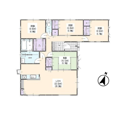 糟屋郡志免町桜丘2丁目第3-1棟（1号棟）の間取り|全居室収納付きで便利です。
