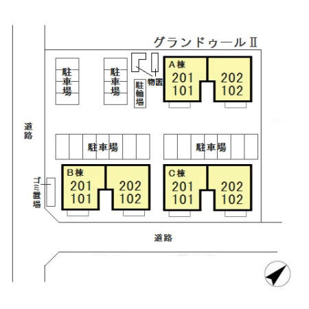 グランドゥール Ⅱ(ABC)の区画図
