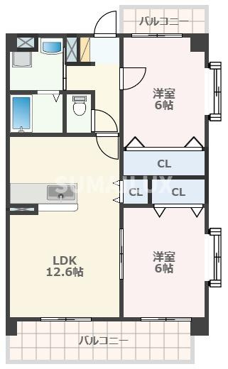 熊本市南区田井島２丁目の賃貸マンションの間取り