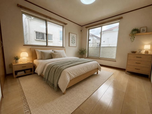 新座市新堀一丁目　中古戸建の寝室|寝室の広さ充実！収納もあります！