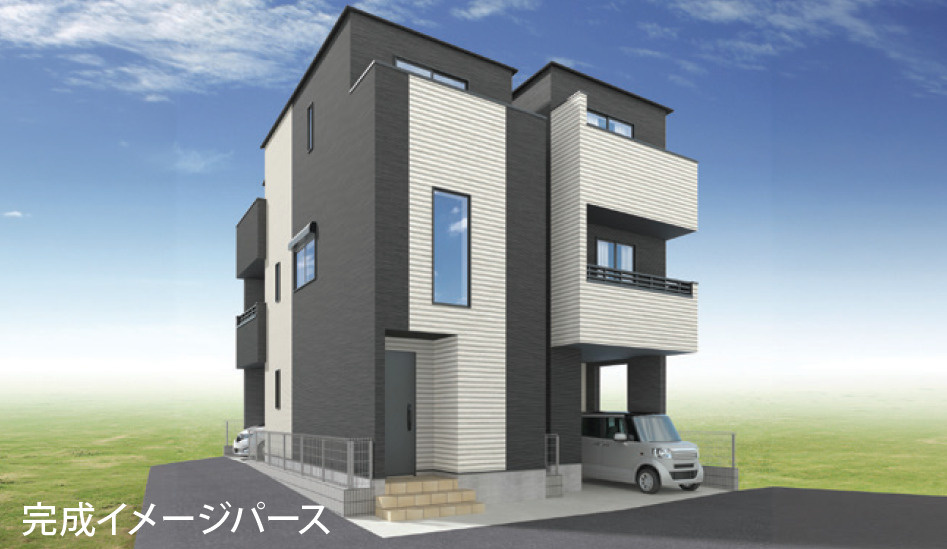 大田区西蒲田4丁目　新築戸建　全2棟の完成予想図|外観パース

現地ご見学希望・資料請求などお気軽にお問い合わせ下さい！
03-5990-5201