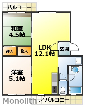 泉北竹城台１丁８号棟の間取り