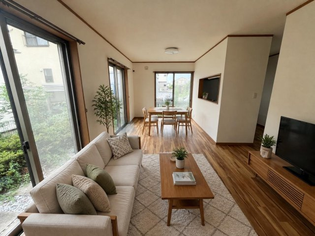 入間市狭山台1丁目中古戸建の居間・リビング|【LDK】家具の配置しやすいリビングです！　※家具はCGです