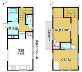 播磨町店舗付き戸建の間取り