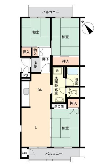 みずほ台団地6-1号棟の間取り|3LDK
