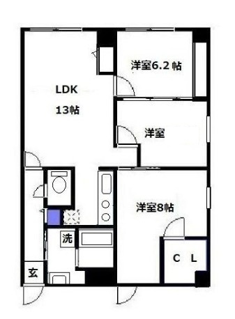 北條ビルの間取り|間取りです。
