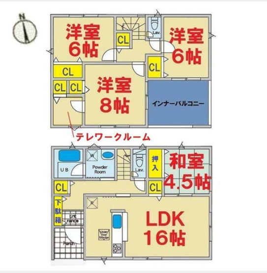 【間取り】 | 香取市野田第１０-１期６号棟 | 4ＬＤＫ　即日のご案内も対応致します。
