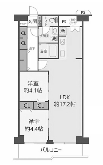 【間取り】 | マンハイム五条 | 専有面積61.60㎡