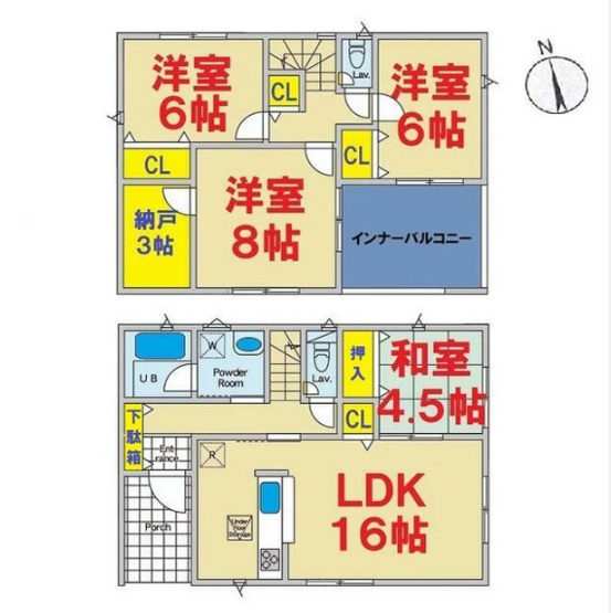 【間取り】 | 香取市野田第１０-１期８号棟 | 4ＬＤＫ　即日のご案内も対応致します。