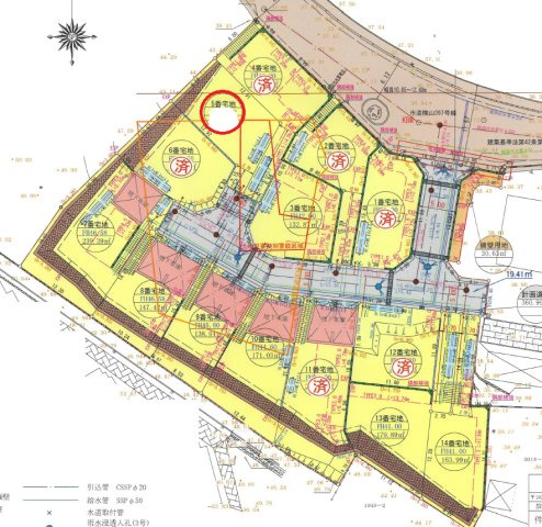 八王子市山田町の区画図|整えられた区画と分譲地内道路により、車の出入りや日々の移動もスムーズ。敷地の広さや形状をじっくり見比べながら、ご家族の希望に合う住まいづくりを検討できます！