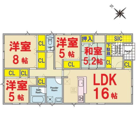 【間取り】 | 香取市小見川１号棟【平屋】 | 4ＬＤＫ　即日のご案内も対応致します。