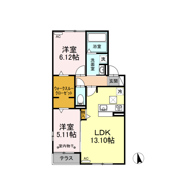 各務原市那加新田町１丁目のアパートの間取り