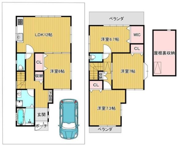 寝屋川市 平池町　中古 一戸建ての間取り