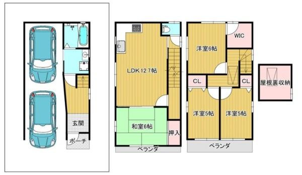 門真市 三ツ島 ５丁目　中古 一戸建ての間取り