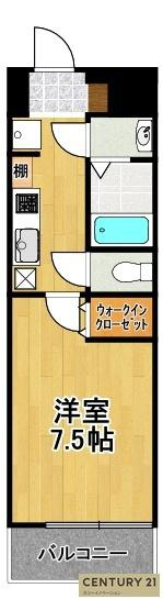 HRフロントリーガル難波WESTの間取り|★１K　セパレートタイプ★