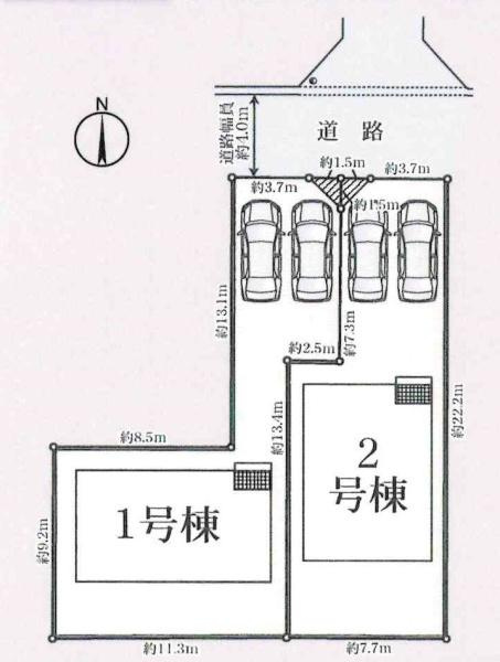 豊川市市田町第16　全2棟・2号棟の区画図