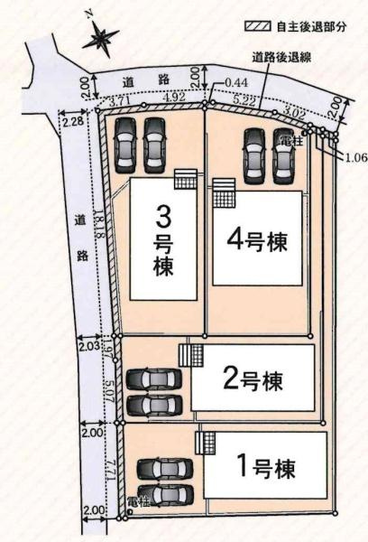安城市高棚町第4　全4棟・4号棟の区画図
