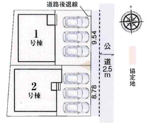 岡崎市中園町　全2棟・2号棟の区画図