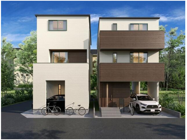 お車２台駐車可　東藤江全2棟　2号棟の外観パース