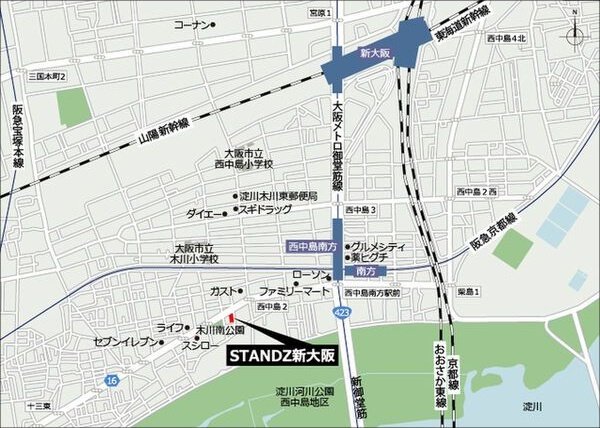 STANDZ新大阪の地図