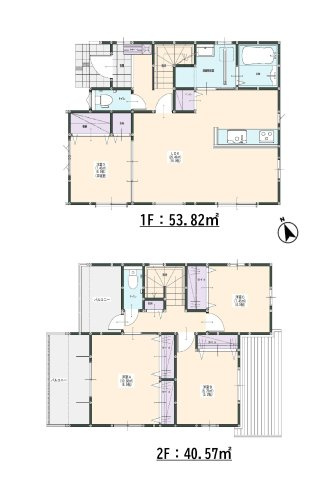 福岡市東区美和台3丁目第3-2棟（1号棟）の間取り|全居室収納付きで便利です。