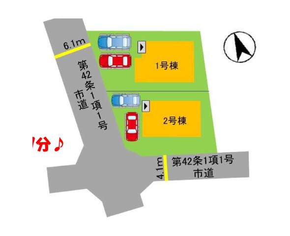 福岡市東区美和台3丁目第3-2棟（1号棟）の区画図|配置図（1号棟）