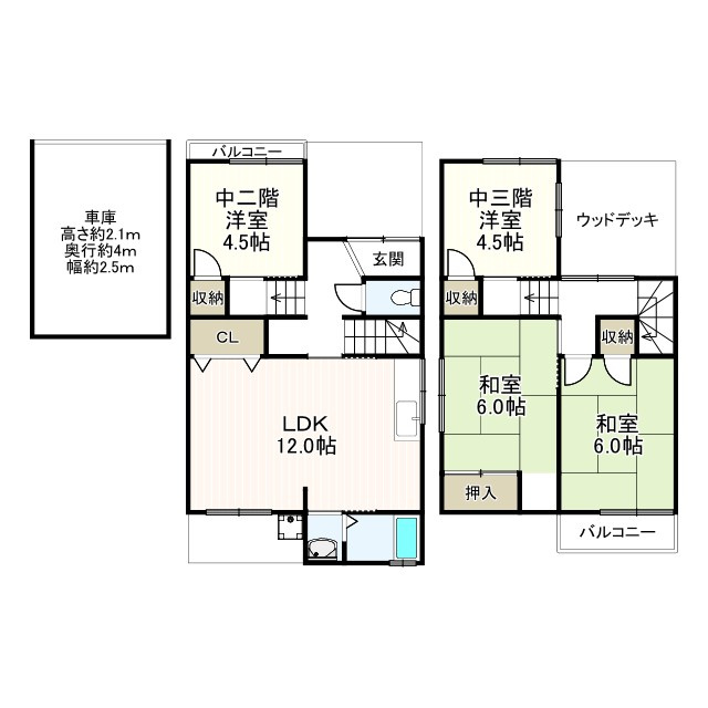 河内長野市向野町の一戸建ての間取り