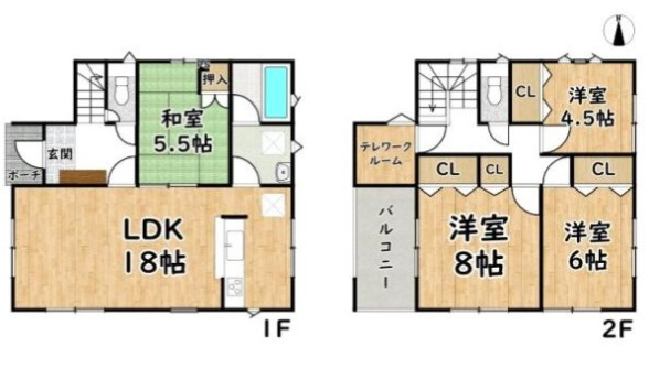 姫路市下手野５丁目の中古一戸建の間取り