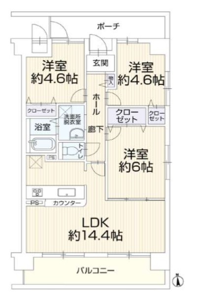 姫路市広畑区吾妻町１丁目の中古マンションの間取り