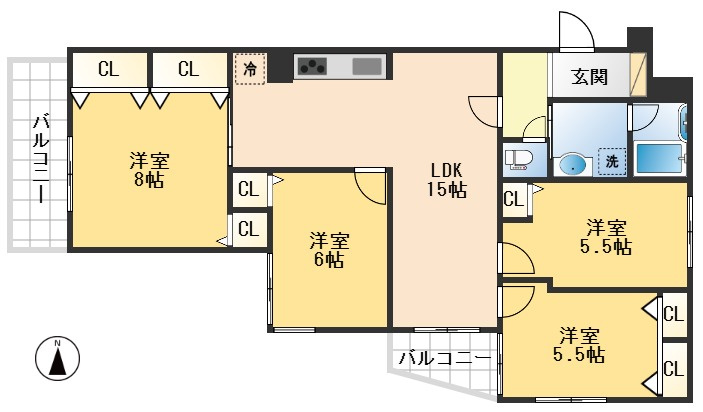 シャルマンコーポ千里山の間取り