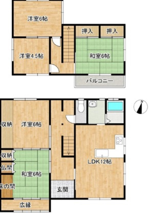 香寺町中寺　中古一戸建ての間取り