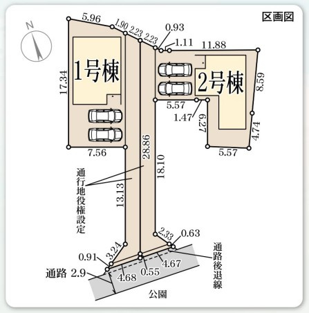 「長期優良住宅」「並列2台駐車可」大久保町江井島　4期　2号棟の区画図