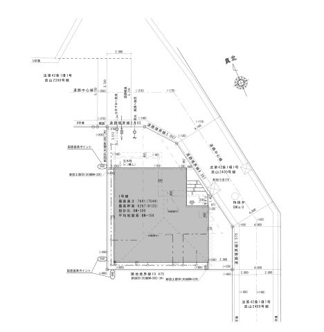 福岡市南区皿山3丁目第2-2棟（1号棟）の区画図|配置図（1号棟）