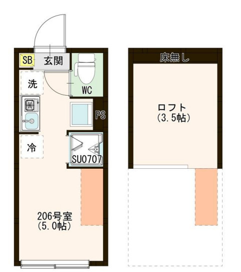 練馬区田柄５丁目のアパートの間取り