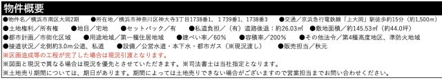 ★仲介手数料無料★ 横浜市南区大岡３丁目の売地|仲介手数料無料！お問合せ下さい/080-7058-7312 