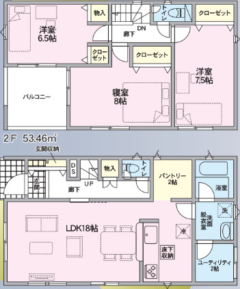 三島市中第３　全５棟　2号棟の区画図