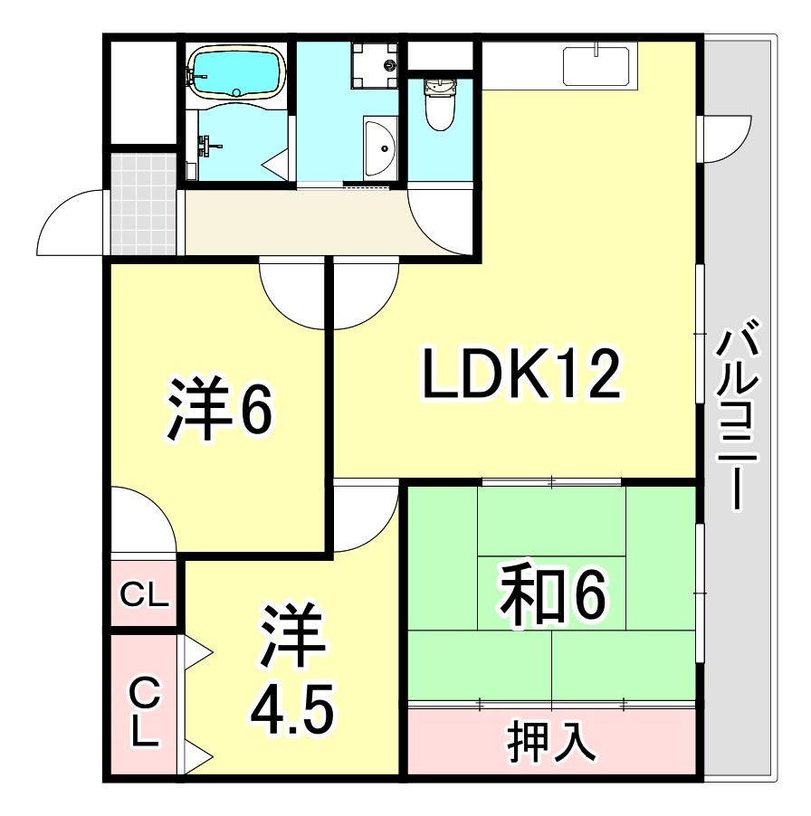 尼崎市三反田町２丁目の賃貸マンションの間取り