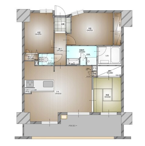【間取り】 | アソシア博多南シンフォニープレイス | LDK約15.4帖、和室約4.5帖、洋室約5.4帖、洋室約6.1帖