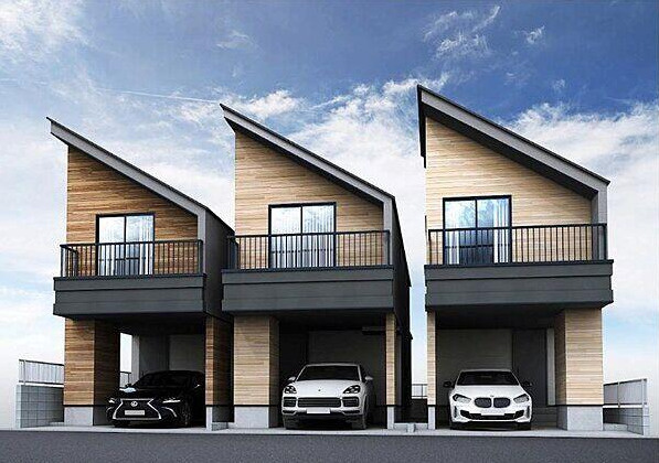 中野区丸山1丁目　ZEH水準　車庫付ハイグレード住宅　最終2棟の外観パース